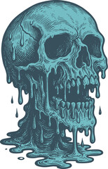 Melting Skull Vector Illustration Dripping Horror Artwork