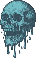 Melting Skull Vector Illustration Dripping Horror Artwork