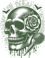 Sacred Skull Vector Illustration – Vintage Mystic Design with Ornamental Lines