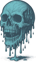 Melting Skull Vector Illustration Dripping Horror Artwork