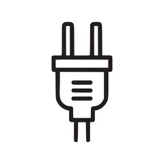 A simple line drawing of a two pronged electrical plug with three horizontal lines on the body of it
