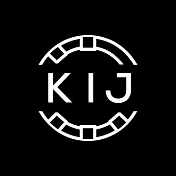 Clean Line Art Monogram Emblem for Brands, KIJ Later Logo, Unique Letter  Logo with Circular Motif, 

