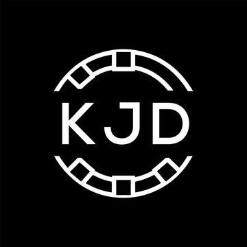 Clean Line Art Monogram Emblem for Brands, KJD Later Logo, Unique Letter  Logo with Circular Motif, 
