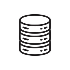 A simple black and white illustration of a database server stack with three layers on a white background