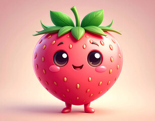 いちごのゆるキャラ風3DCG素材