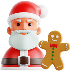 3D Render of Santa Claus and Gingerbread Man