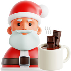 3D Render of Santa with Hot Chocolate