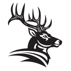 Stag Head Icon Vector – Antler Silhouette for Tribal, Wildlife & Tattoo-Inspired Design