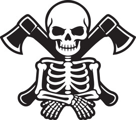 Halloween Skull Bats Bones Grass Black White Design Spooky Scary Horror