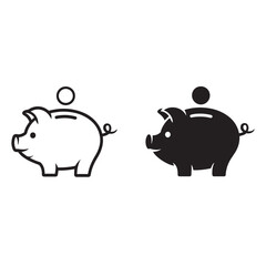 Piggy Bank Icon Set Vector – Savings Symbol for Finance, Budgeting & Money Management Design