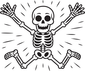 Halloween Skull Bats Bones Grass Black White Design Spooky Scary Horror