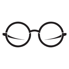 Round Eyeglasses Icon Vector – Vision Silhouette for Reading, Intelligence & Character Design