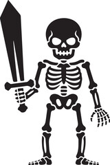 Halloween Skull Bats Bones Grass Black White Design Spooky Scary Horror