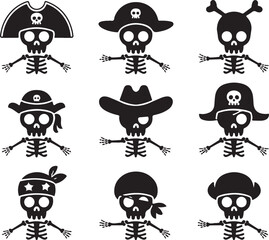 Halloween Skull Bats Bones Grass Black White Design Spooky Scary Horror