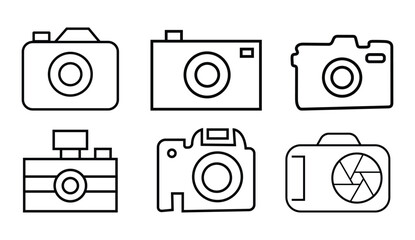 black vector outline icon set design