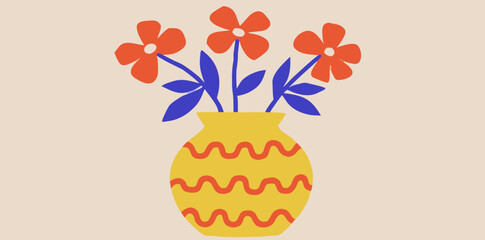 Vibrant flowers in a unique yellow vase create a lively centerpiece in a cheerful setting