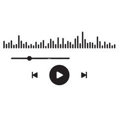 Minimalist Music Player UI – Waveform Audio Interface Vector for App & Web Design
