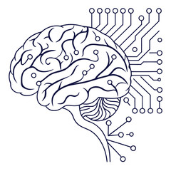 Vector art of artificial brain circuit isolated