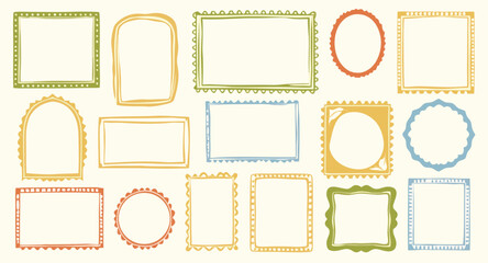 Creative collection of blank frames ready for your unique artwork or memories in vibrant colors and playful designs