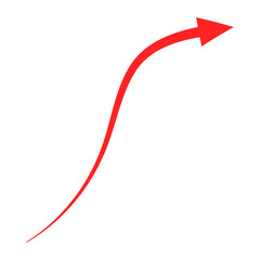 Curved red arrow icon transparent file. Arrow indicates the direction symbol. Curved arrow sign. 