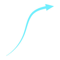 Curved cyan arrow icon transparent file. Arrow indicates the direction symbol. Curved arrow sign. 