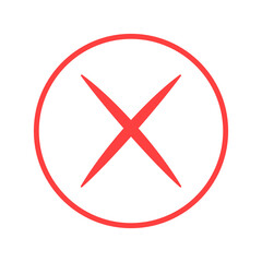 Wrong red cross check mark graphic icon. Symbols of rejection. 