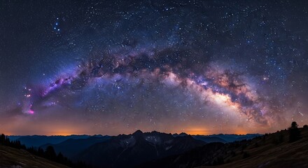 Majestic milky way galaxy over mountain range at night clear starlit sky astronomical wonder