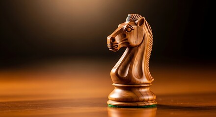 Elegant Wooden Knight Chess Piece Symbolizing Strategy and Intellectual Gamesmanship Ready for the Game