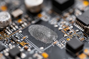 Unique fingerprint design embedded in a circuit board showcasing advanced technology and security features