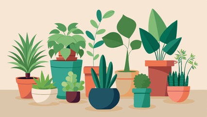 A collection of potted plants adding a touch of greenery to the space.