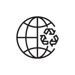 Obraz premium A minimalist line art illustration of a globe with a recycling symbol on a white background