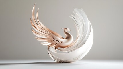Elegant abstract sculpture of a swan or bird with flowing wings and delicate details