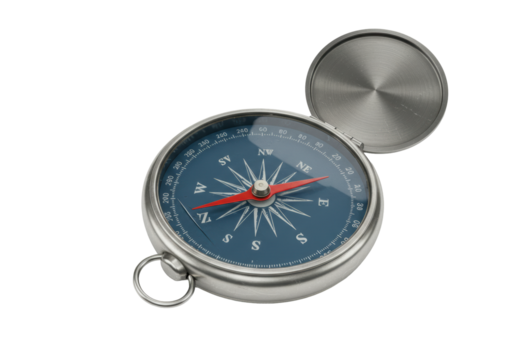 Isolated Navigation Compass on Pale Background for Camping and Outdoor Expeditions Aid