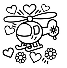A doodle style icon of an   helicopter