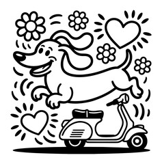 doodle sketch line Dachshund dog characters, hand drawn set. Vector graphic element illustration
