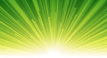 Obraz premium Abstract bright green sunburst background with dynamic vertical light rays. Eco-friendly energy or fresh nature concept. Modern graphic design with vibrant illumination from the bottom