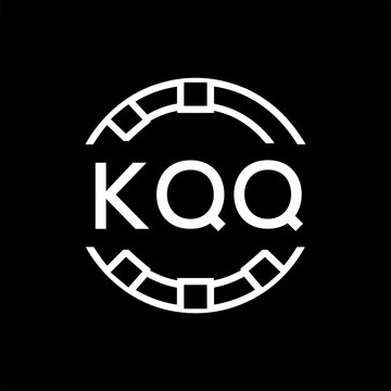 Modern  Tech Logo Design &ndash; Futuristic Blue and White Circular Emblem on Black Background, KQQ Later Logo, 
