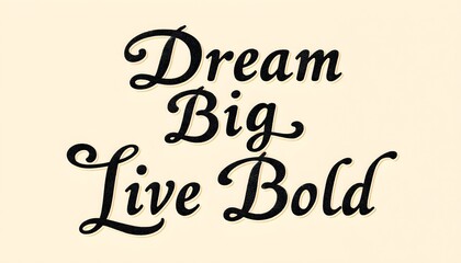 a vintage style handwritten quote "Dream Big Live Bold"