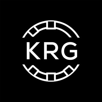 Modern  Tech Logo Design &ndash; Futuristic Blue and White Circular Emblem on Black Background, KRG Later Logo, 
