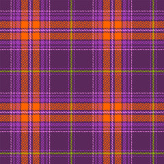 Classic plaid seamless pattern with orange and purple