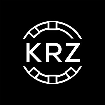 Modern  Tech Logo Design &ndash; Futuristic Blue and White Circular Emblem on Black Background, KRZ Later Logo, 
