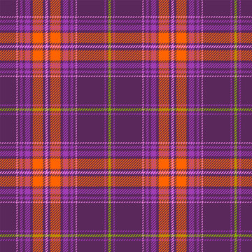 Classic plaid seamless pattern with orange and purple