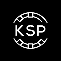 Modern  Tech Logo Design – Futuristic Blue and White Circular Emblem on Black Background, KSP Later Logo, 
