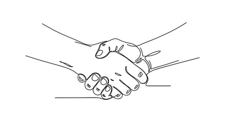 Line drawing of two hands shaking in agreement or partnership  