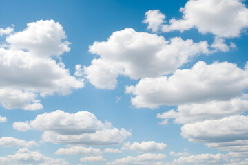 Fototapeta premium Clear Blue Sky with Fluffy Clouds