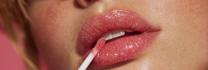 lip gloss lipstick woman makeup beauty lipgloss mouth girl glossy red. model lip gloss lipstick sexy make fashion closeup paint nature feminine applying face fun liquid people macro drop sensual brush