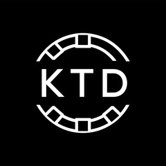 Modern  Tech Logo Design – Futuristic Blue and White Circular Emblem on Black Background, KTD Later Logo, 
