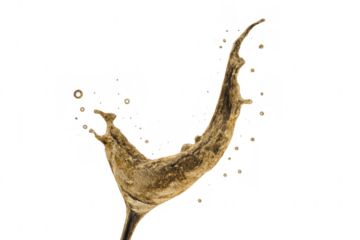 Golden liquid splash creating an abstract fluid flow