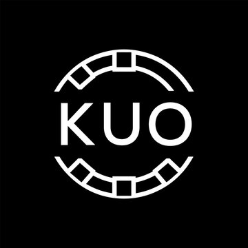 Modern  Tech Logo Design &ndash; Futuristic Blue and White Circular Emblem on Black Background, KUO Later Logo, 
