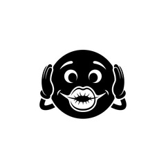 Fototapeta premium Smiley face with puckered lips silhouette isolated on white background